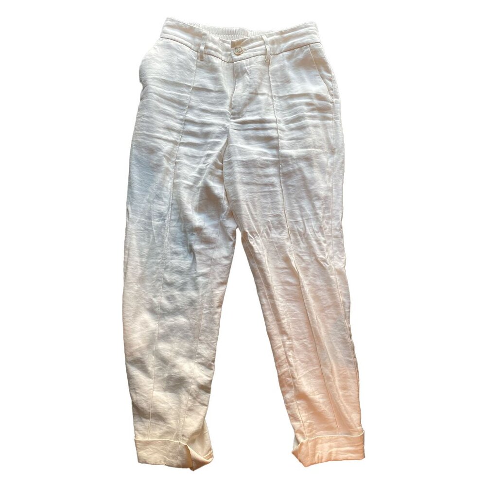 A New Day White Linen Cropped Pants Size 4